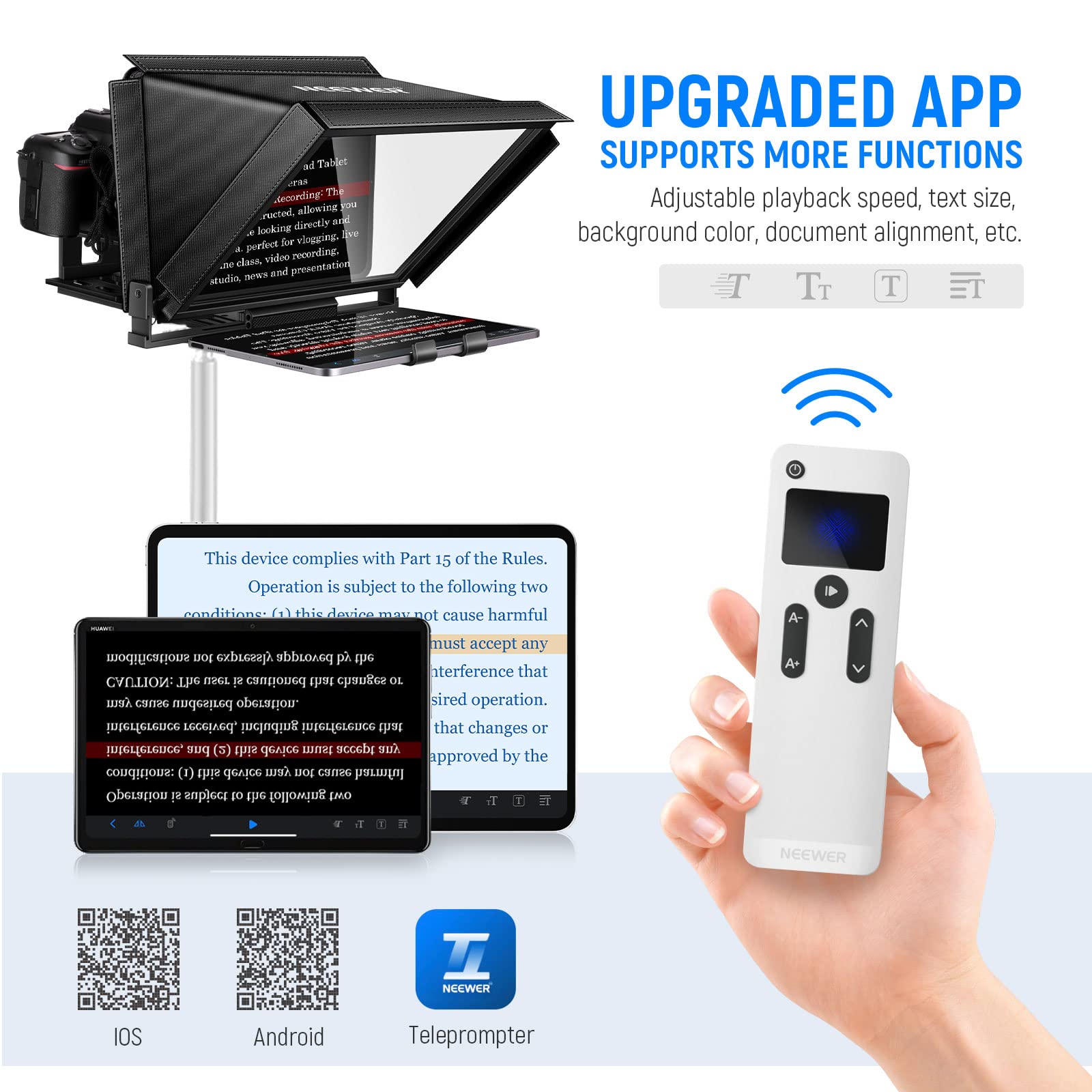 NEEWER X12 Teleprompter with Remote App טלפרומפטר טאבלט - פרטים נוספים