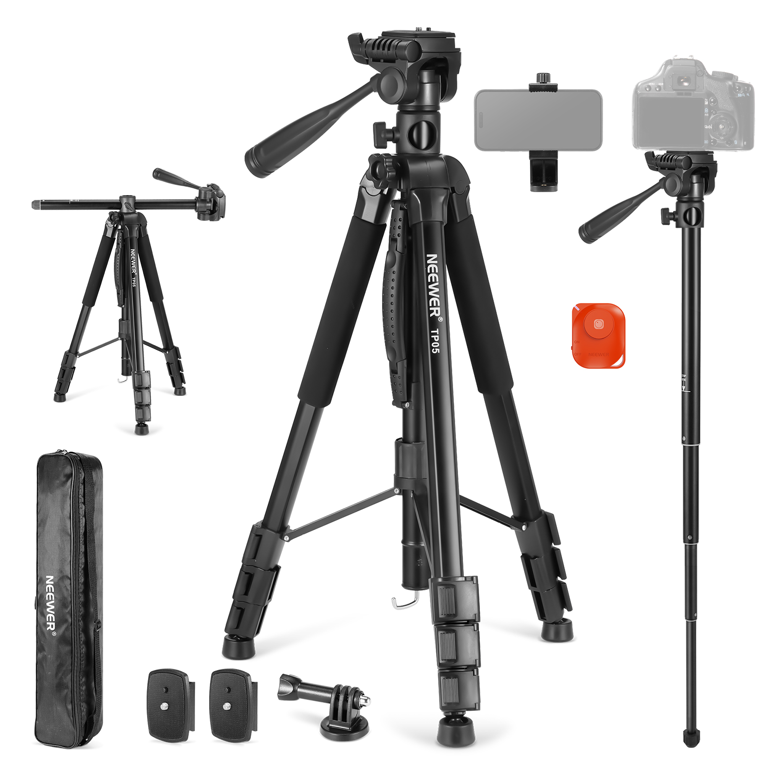 חצובת מצלמה מאלומיניום NEEWER Aluminum Camera Tripod - תמונת מוצר