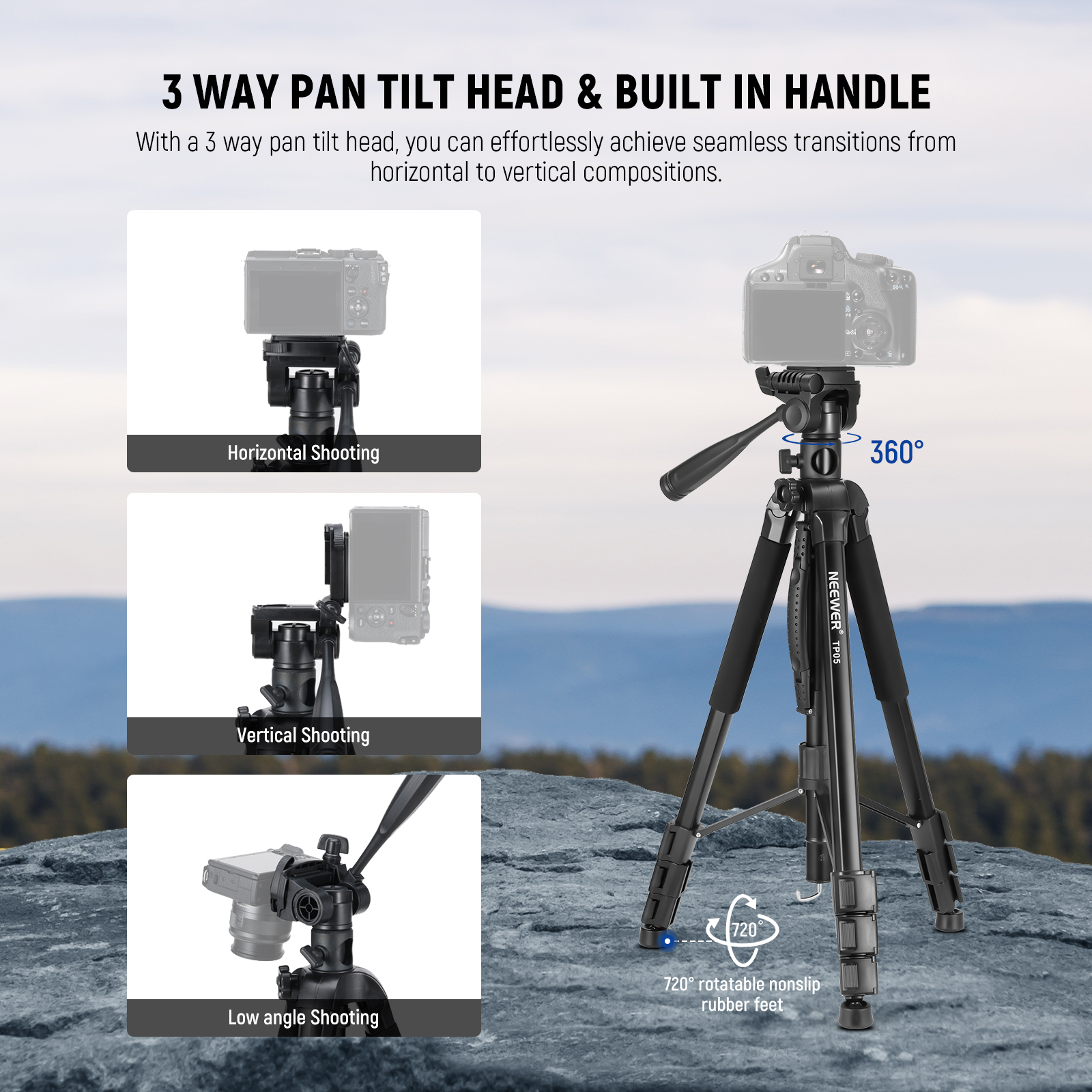 חצובת מצלמה מאלומיניום NEEWER Aluminum Camera Tripod - פרטים נוספים
