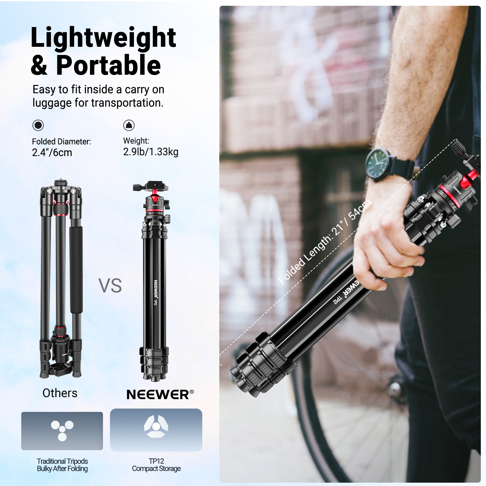 חצובת טיולים לסמארטפון NEEWER BASICS Travel Tripod - מבנה ושימוש