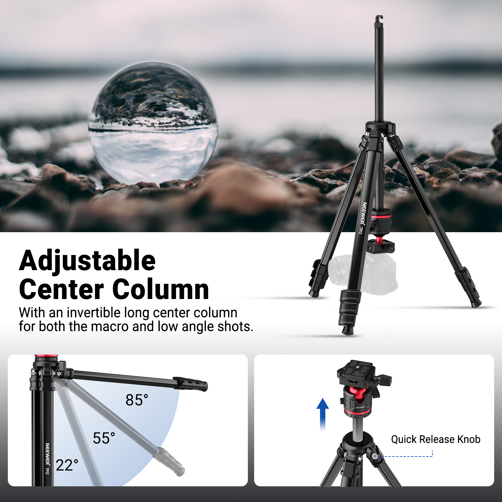 חצובת טיולים לסמארטפון NEEWER BASICS Travel Tripod - פרטים נוספים