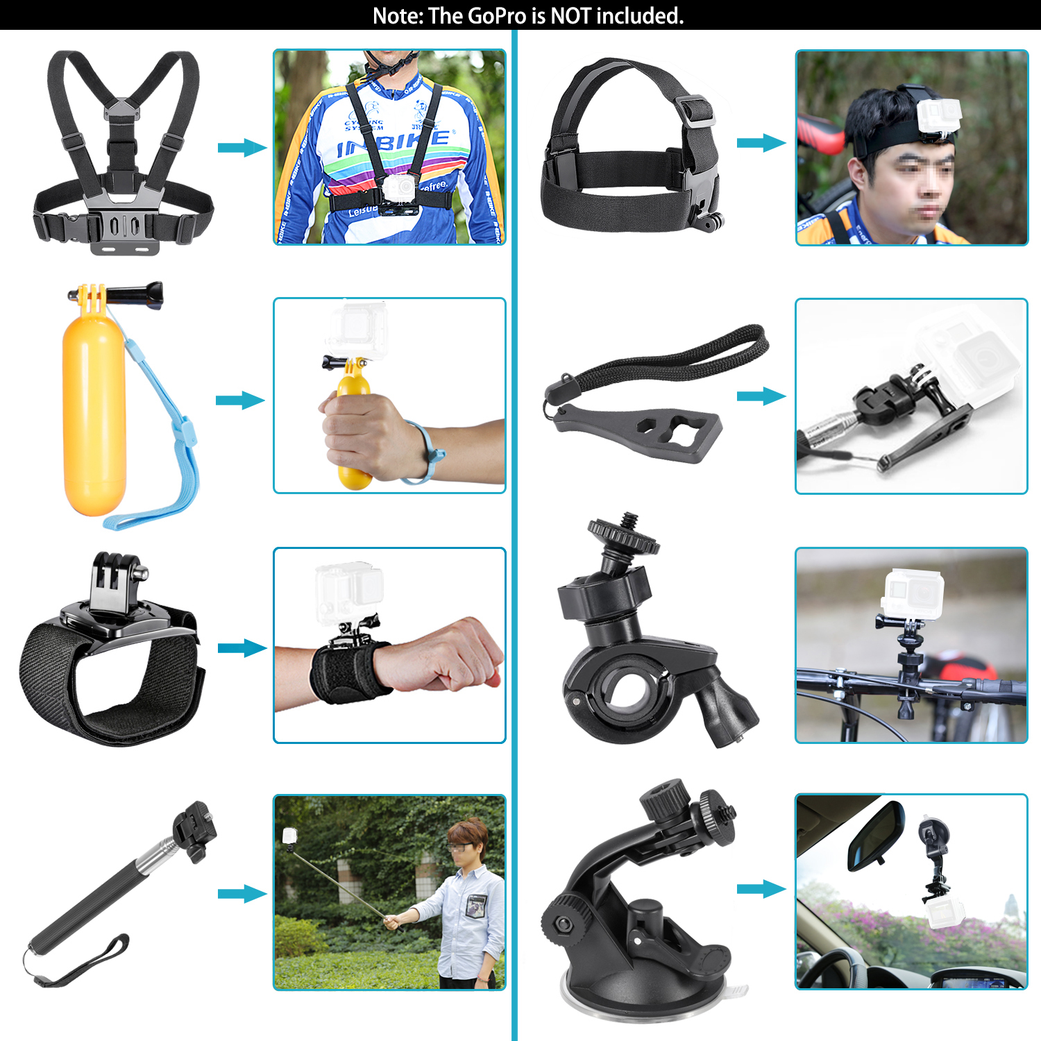 Neewer 12In1 Action Camera Accessory Kit for Nikon and Sony Sports DV