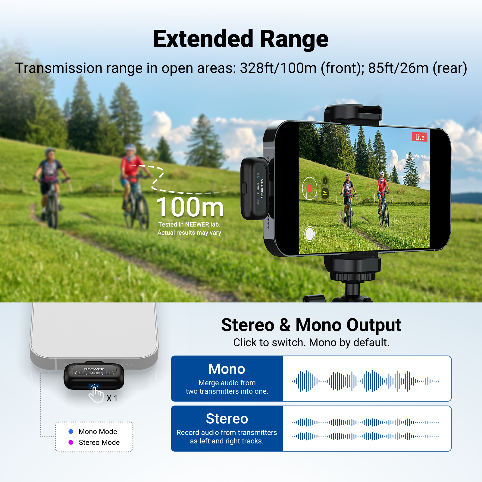 NEEWER KM19 Wireless Microphone מיקרופון אלחוטי - פרטים נוספים