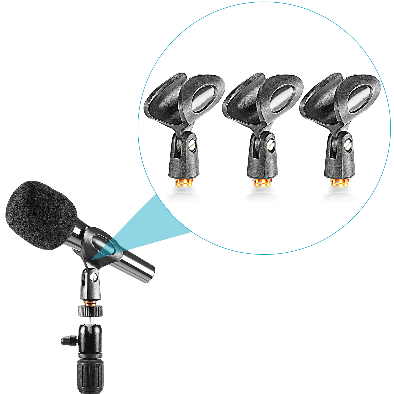 Neewer 3Pack Black Universal Microphone Clip Holders for Handheld Microphones 808018133846 eBay