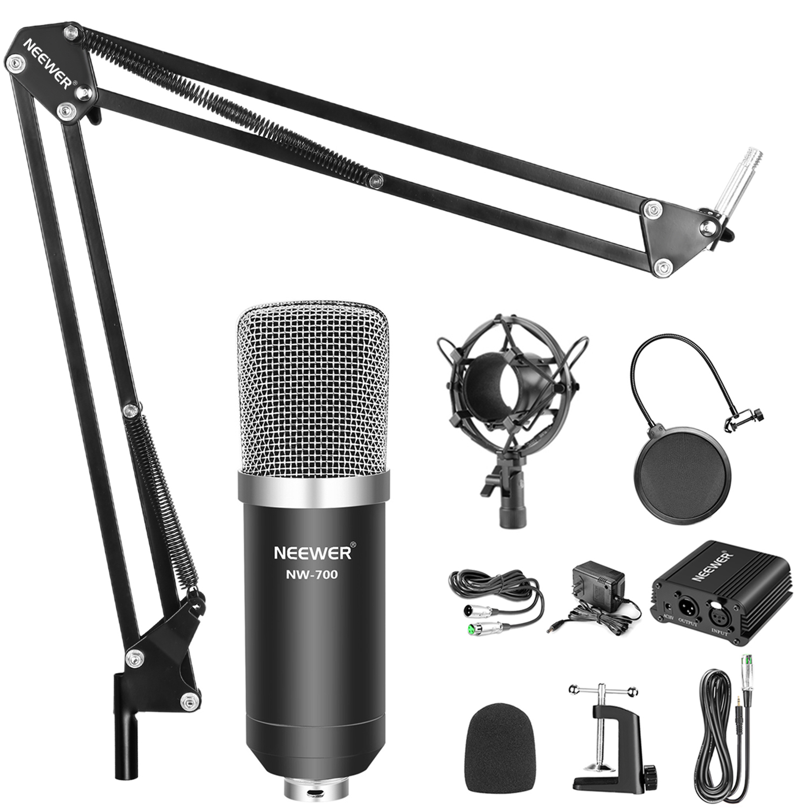 Neewer NW700 Microphone with Stand and 48V Phantom Power etc 6 in 1 Kit eBay