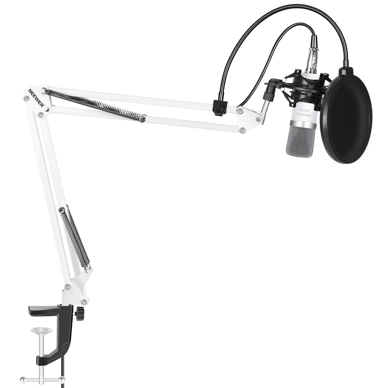 Blue Neewer/® NW-35 Adjustable 31.5//80cm Studio Recording Microphone Suspension Boom Scissor Arm Stand with Microphone Clip /& Table Mounting Clamp