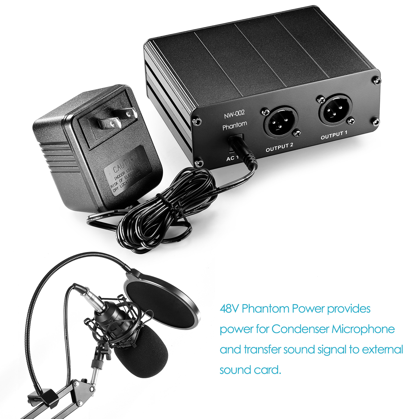 Neewer 2Channel 48V Phantom Power Supply with Power Adapter eBay