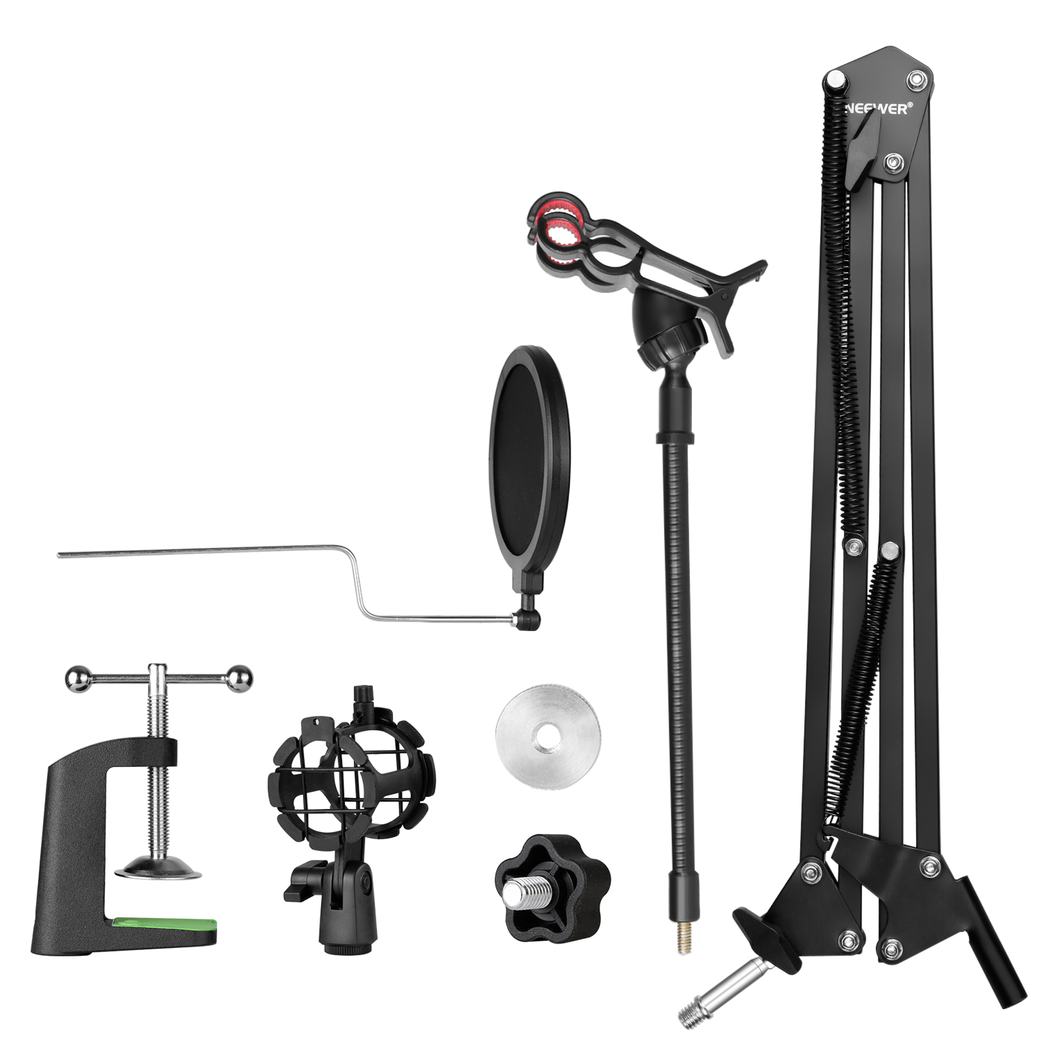 Neewer Microphone Suspension Boom Scissor Arm Stand with Pop Filter