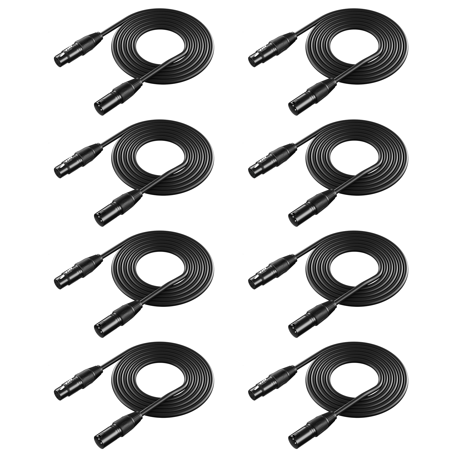 Neewer 8 Pack 6.5" DMX Stage Light Cables with 3 Pin XLR Male to Female