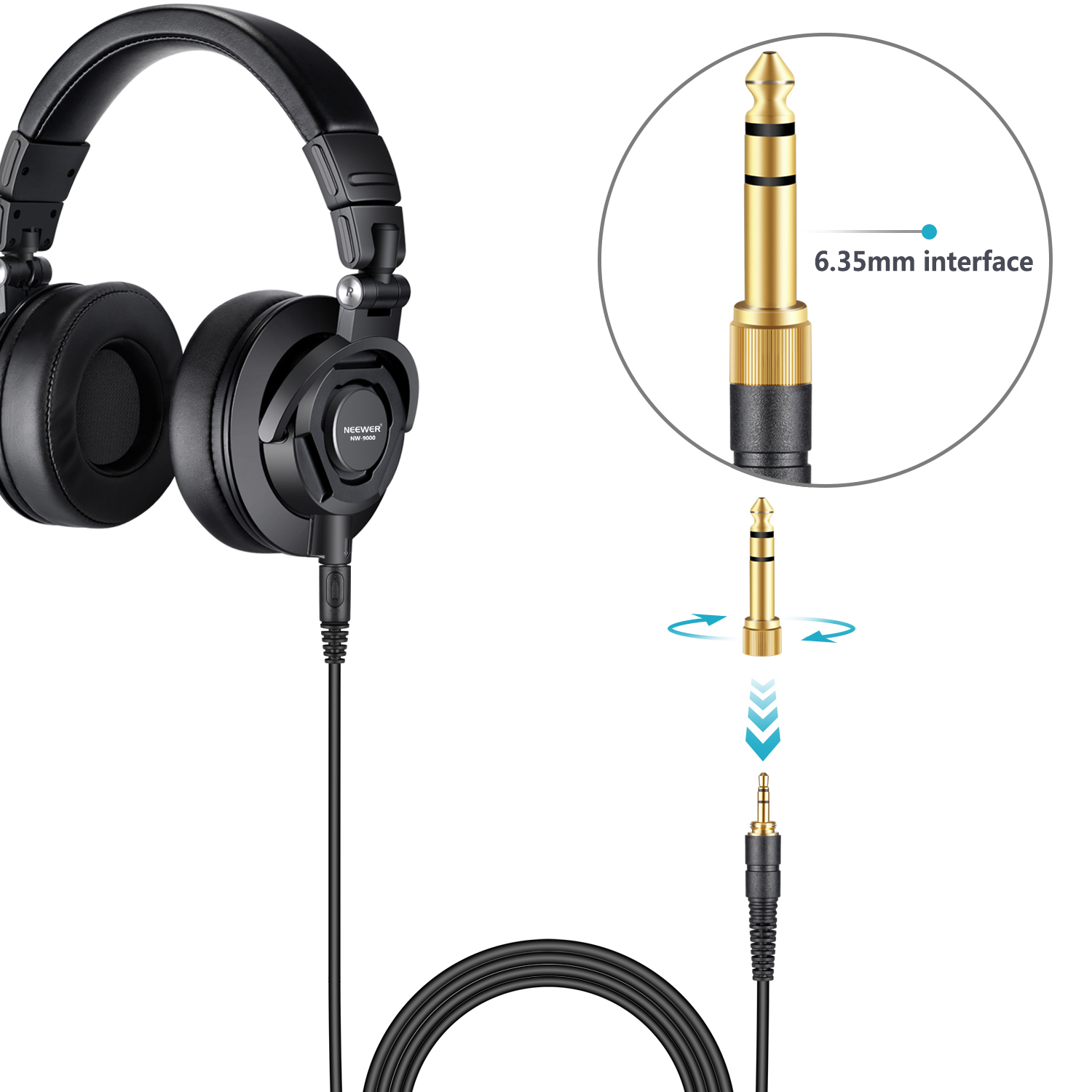 Neewer NW9000 Studio Monitor Headphones Rotatable Headset for PC Cell