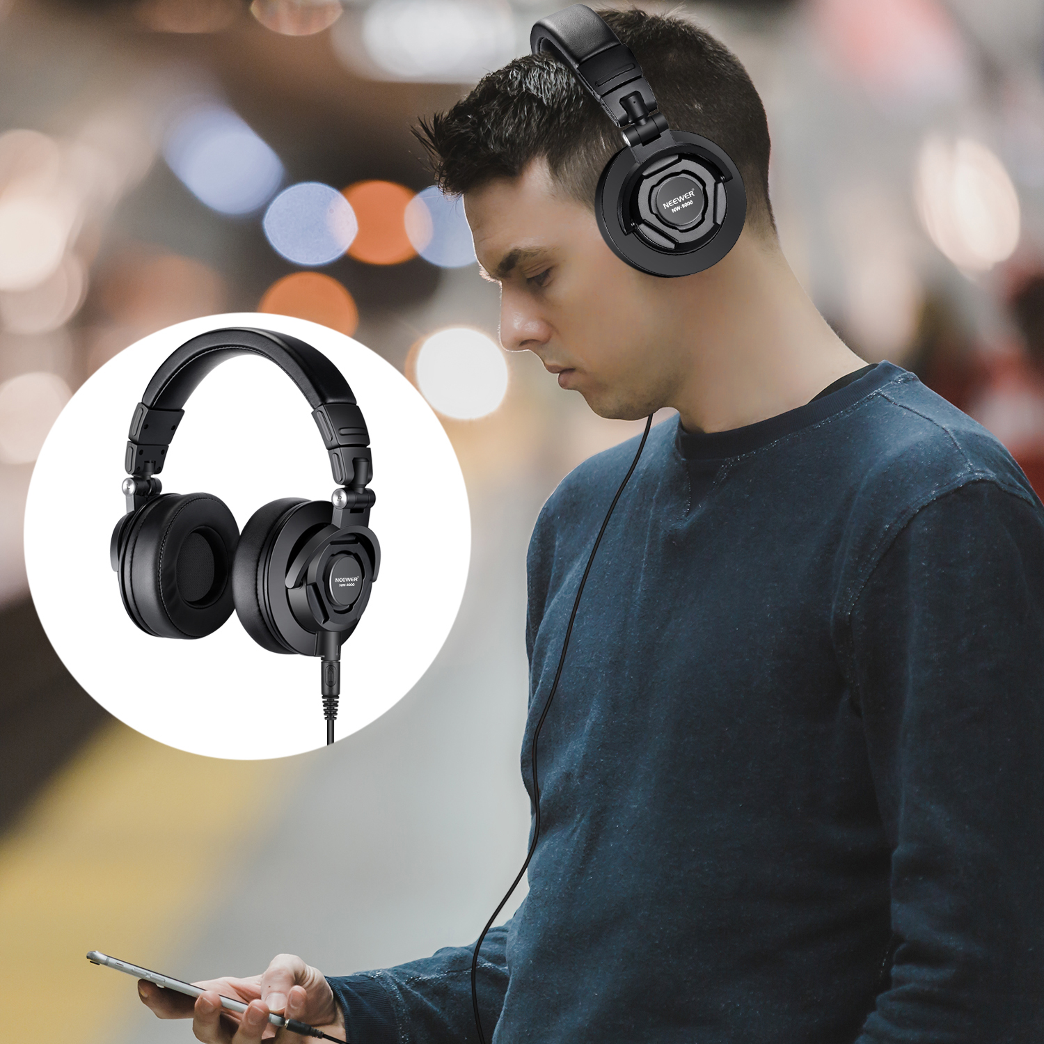 Neewer NW9000 Studio Monitor Headphones Rotatable Headset for PC Cell