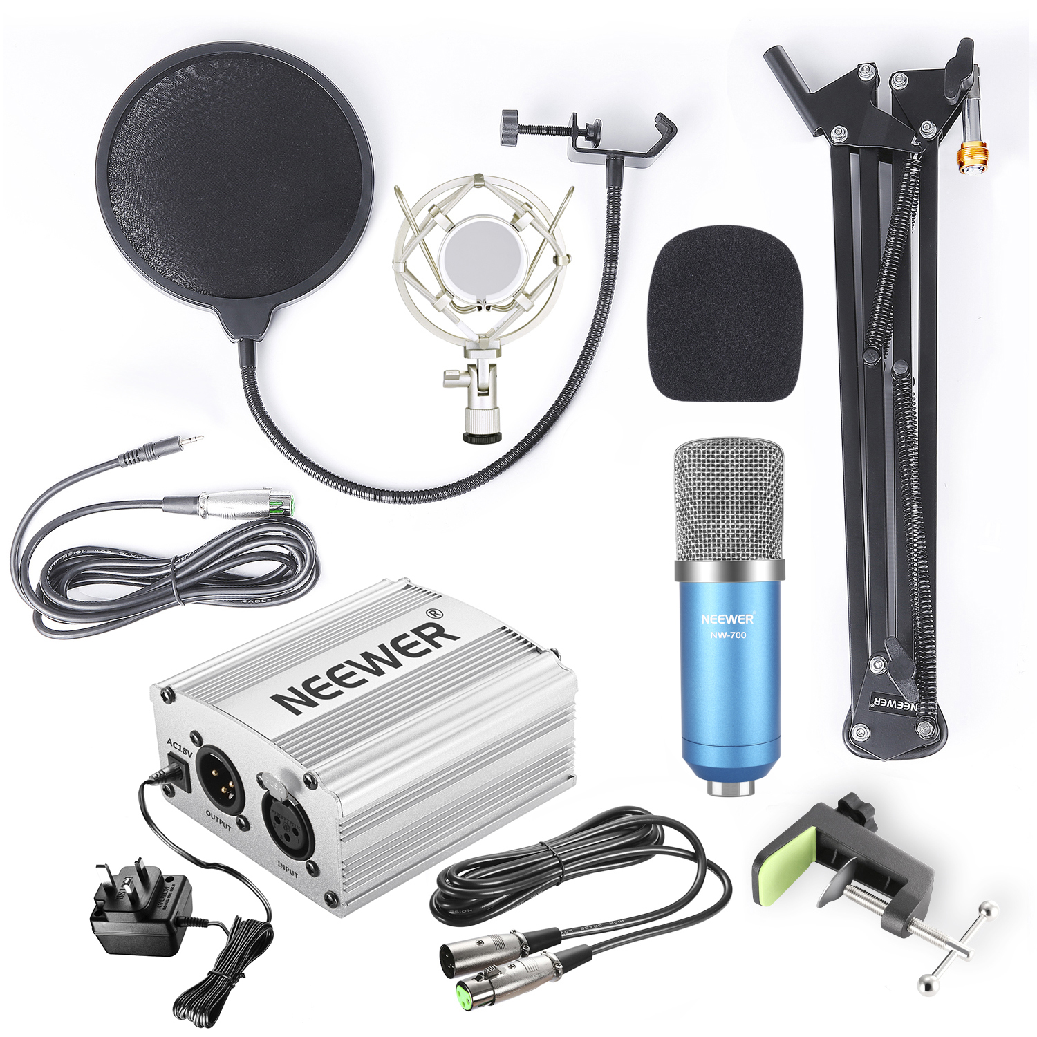 Neewer NW700 Condenser Microphone Kit Mic(Blue) for Home Studio