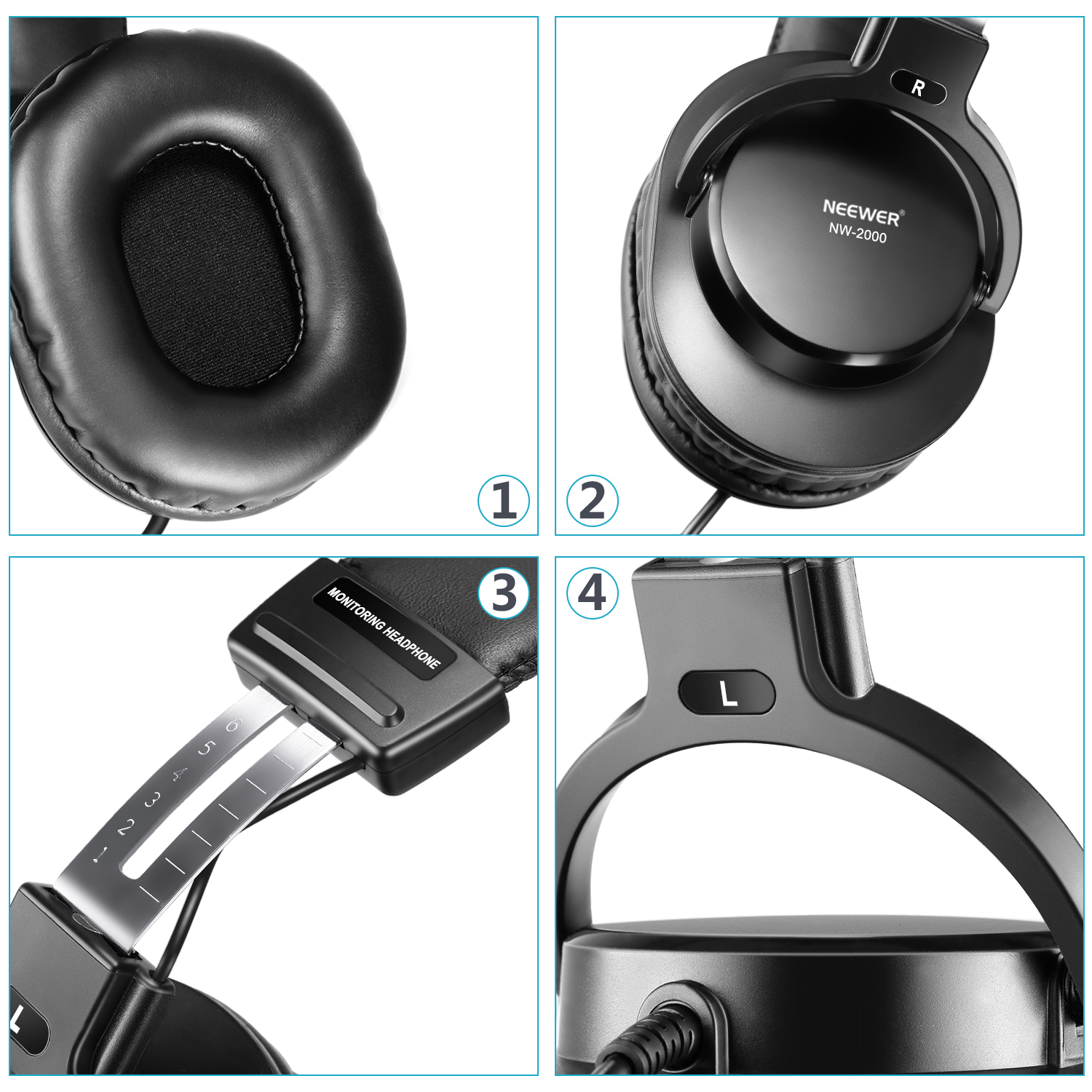 Neewer Studio Monitor Headphones Dynamic Rotatable Headsets for PC