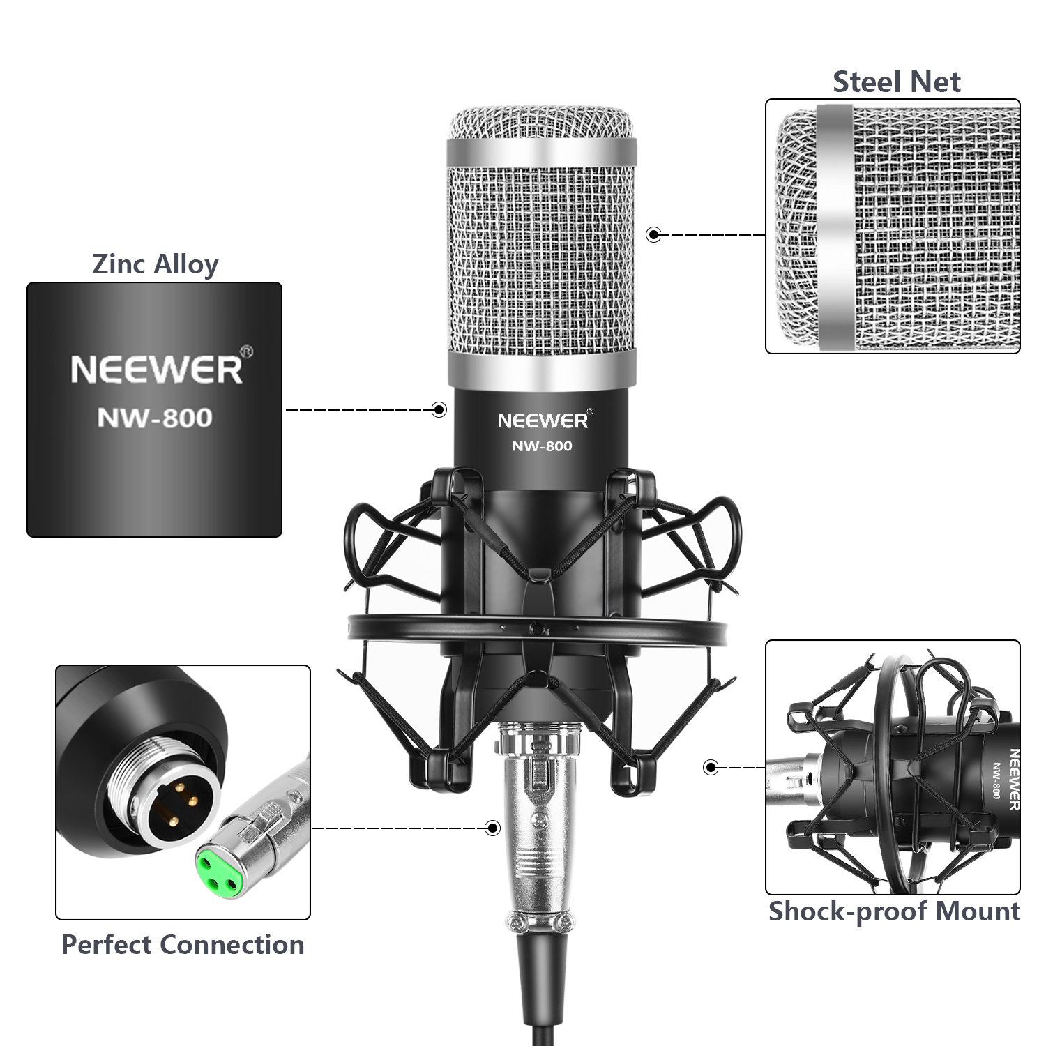 Neewer NW800 Condenser Microphone Kit for Studio Recording Broadcast
