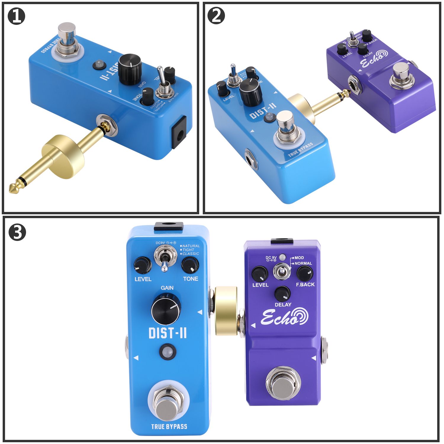 Neewer 2pcs Guitar Effect Pedal Coupler Connectors 1/4inch Offset Jack