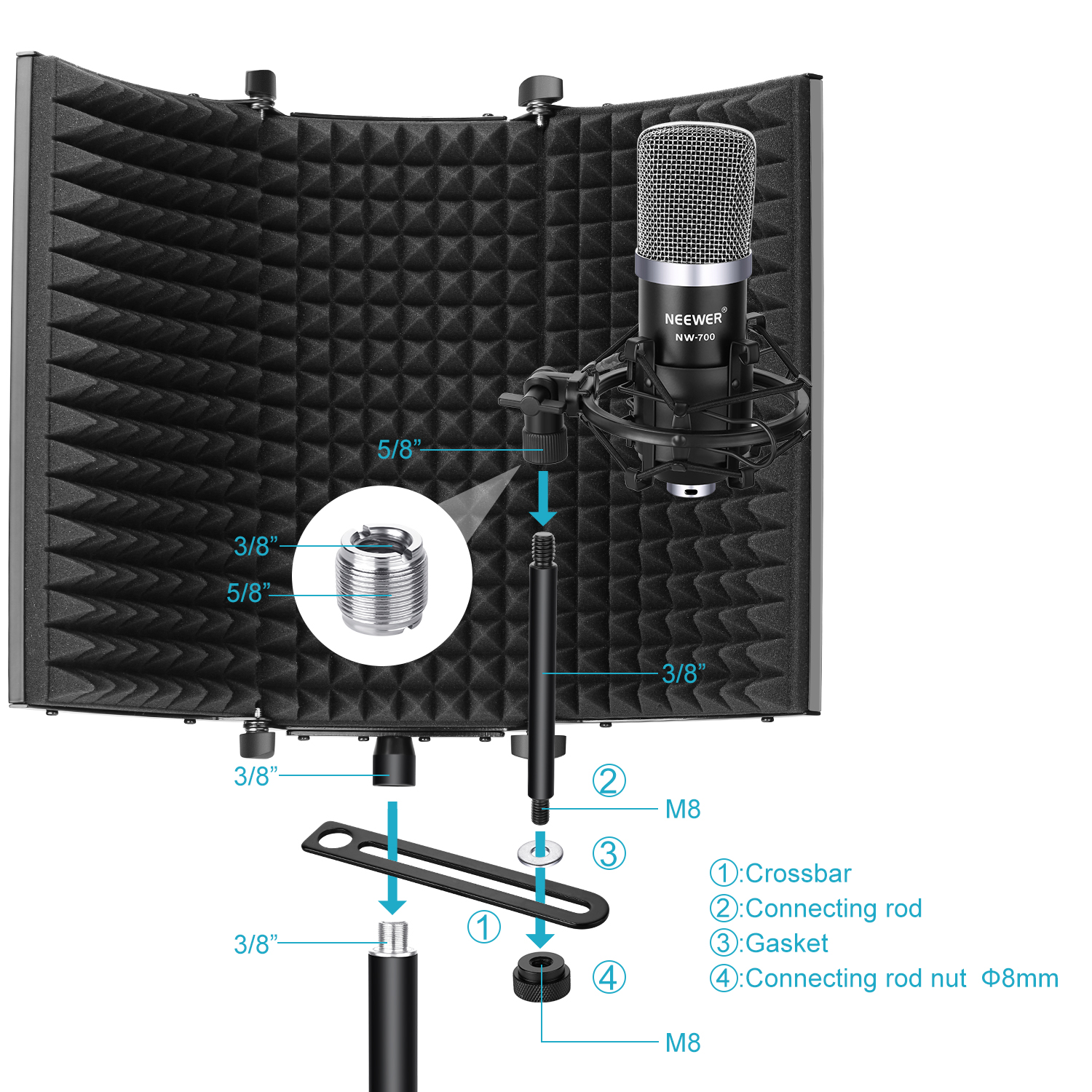 Neewer Foldable TriFold Isolation Microphone Shield for Recording