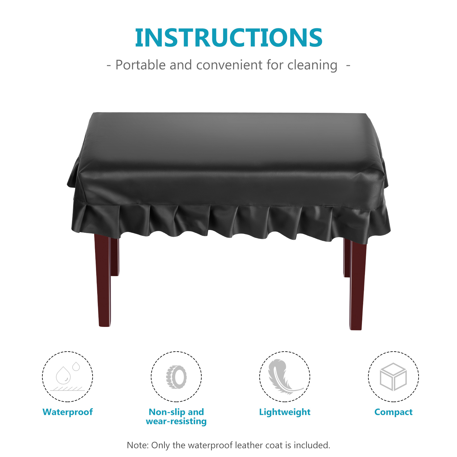 Wedding Universal Black Clean The Mess Easily Kids Dustproof Pu Leather 15x30 7 Inches For Piano