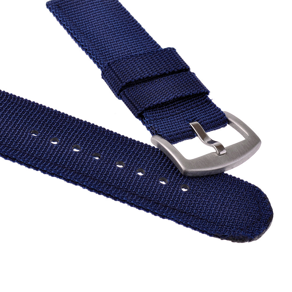 24mm Thread Woven Nylon Metal Buckle Nylon Keeper Watch Strap Band Navy ...