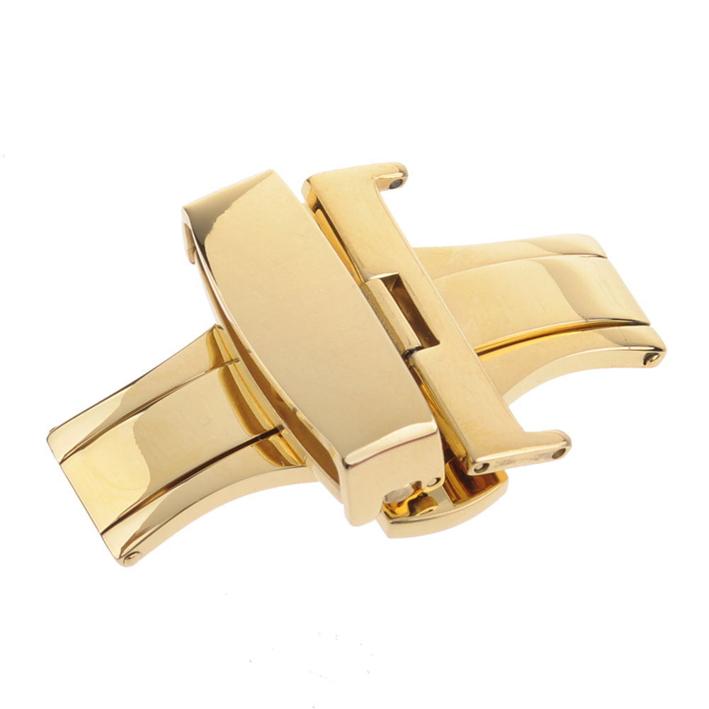 Auto Stainless Steel Butterfly Deployment Clasp Buckle Push Button Gold ...