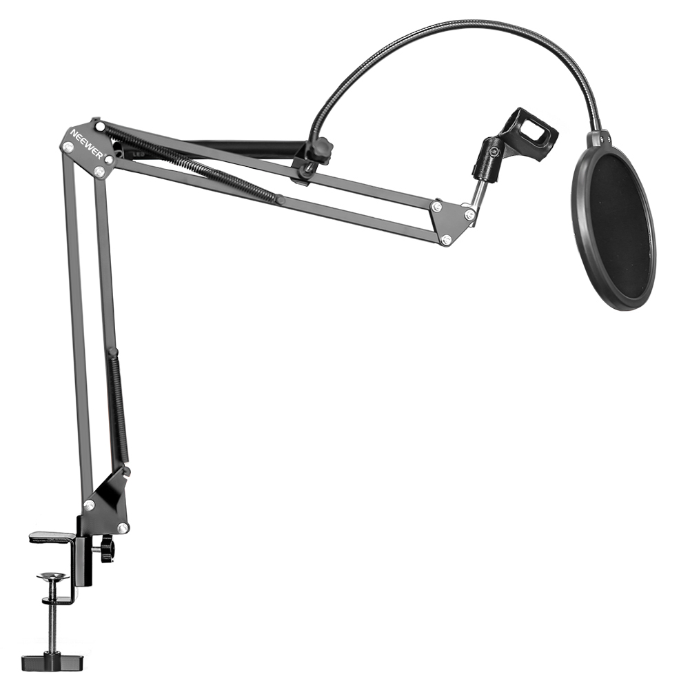 Neewer Microphone Suspension Boom Scissor Arm Stand Kit with Pop Filter