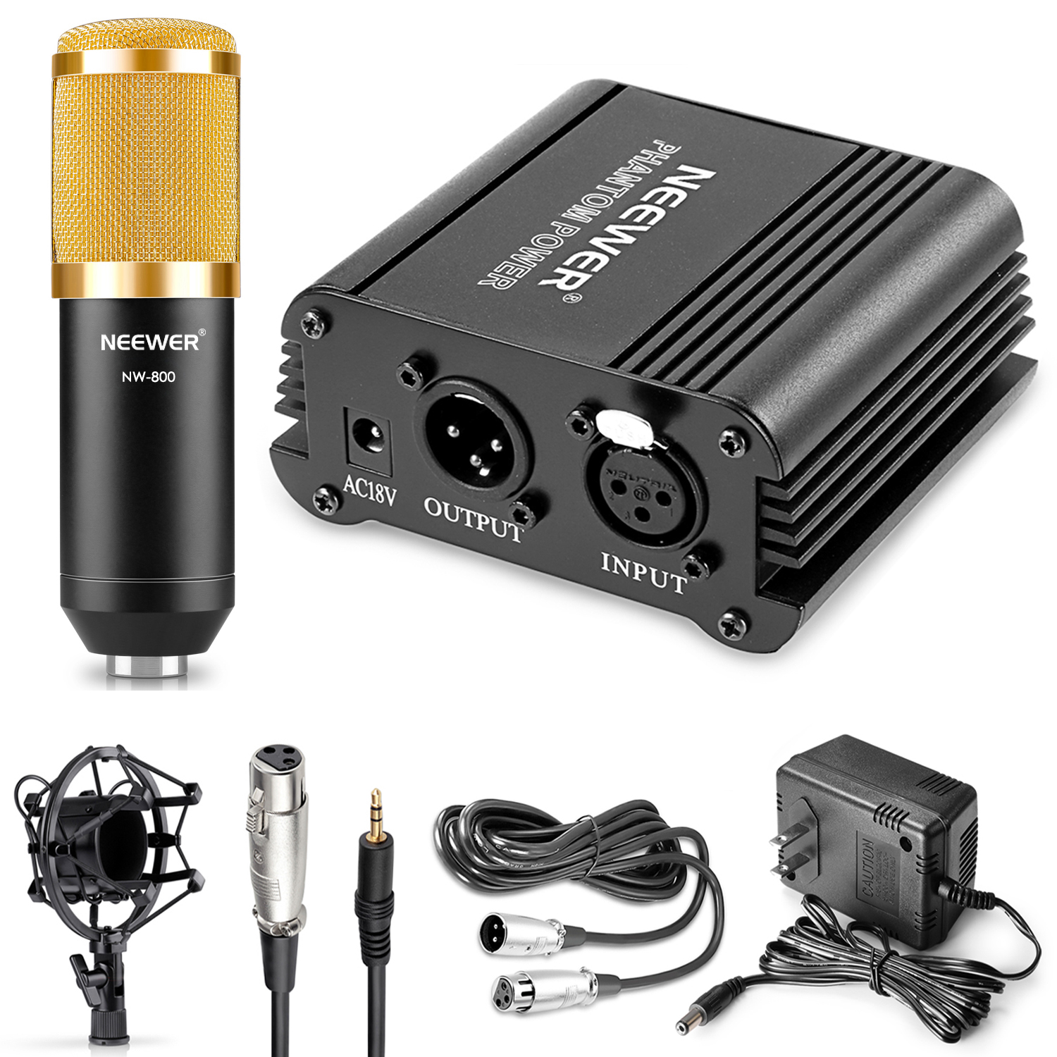 Neewer Microphone kit (1)NW800 Microphone+(1)48V Phantom Power and