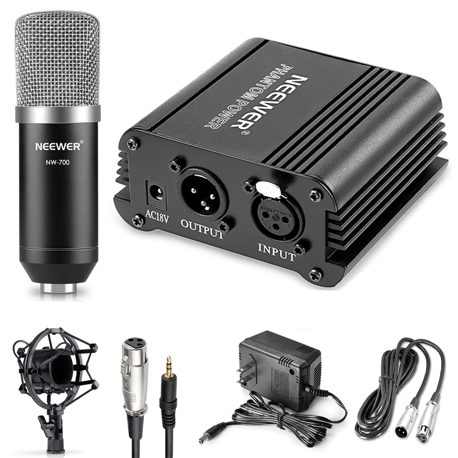 Neewer NW700 Studio Condenser Microphone Set with 48V Phantom Power